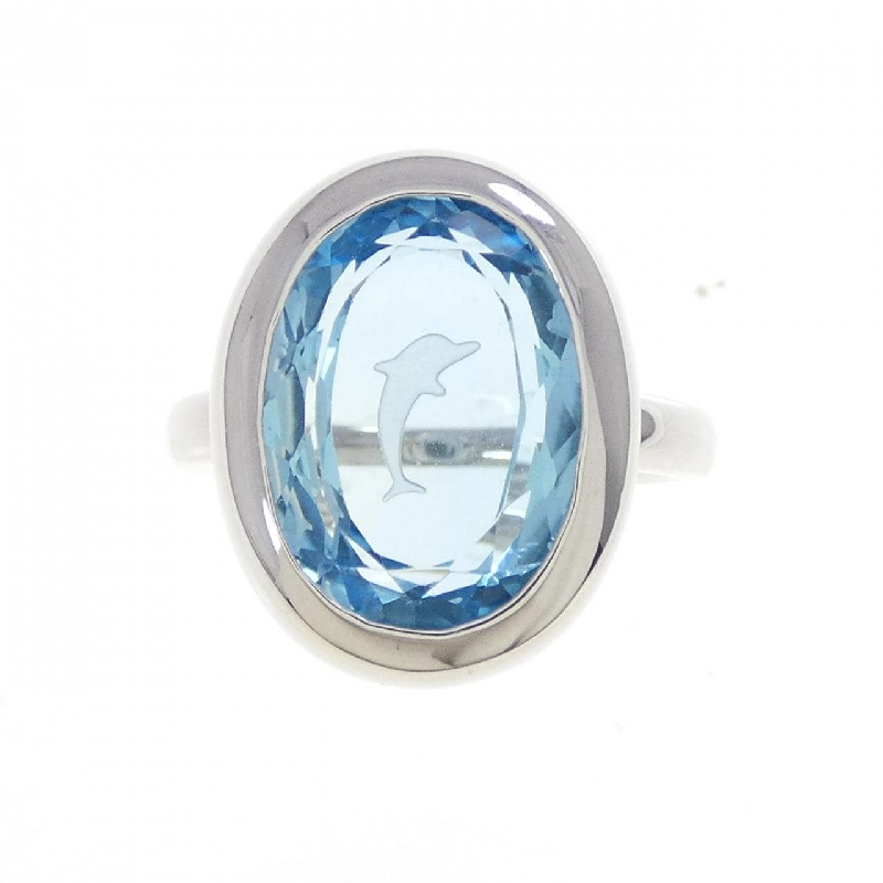 Nhẫn Blue Topaz K18WG Dolphin - Hàng hiệu Authentic 848852