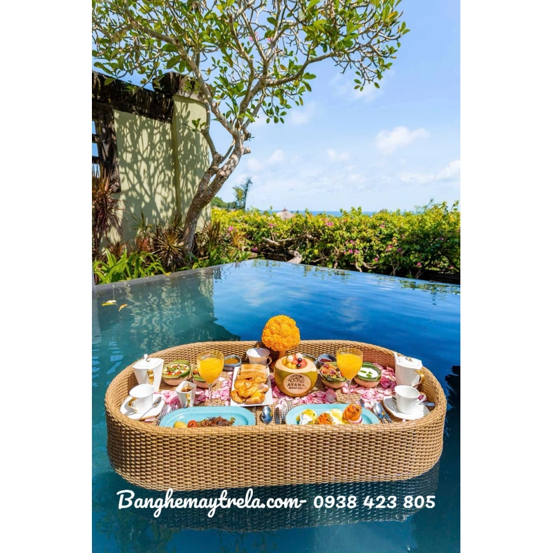 Khay mây nhựa hồ bơi 473244