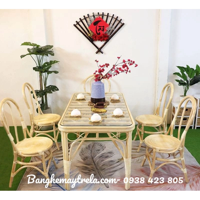 Bộ bàn ghế ăn mây hiện đại 473174