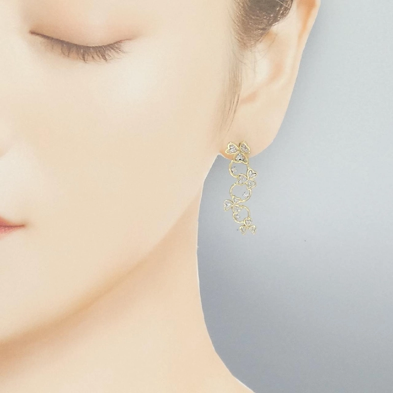 Bông tai kim cương K18YG/K18WG hình cỏ ba lá 0.250CT - Hàng hiệu chính hãng 867681