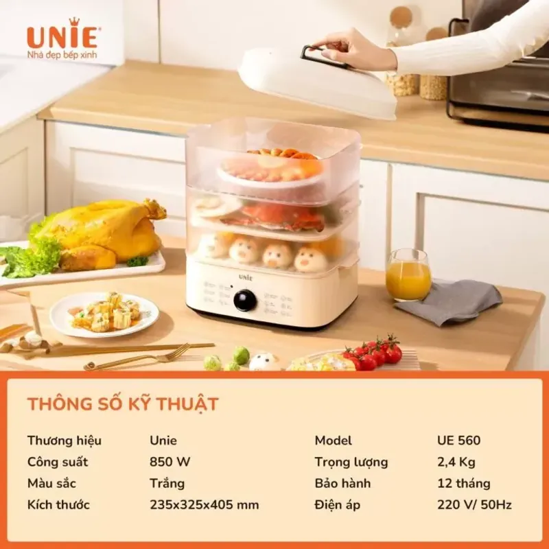 Nồi hấp UNIE 3 tầng 18L – Lựa chọn hoàn hảo cho bữa ăn healthy 573083