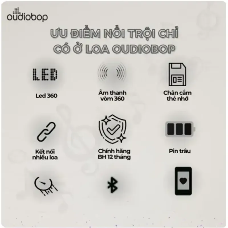 Loa Bluetooth không dây Oudiobop OP-503 bass mạnh, âm thanh sống động, pin khỏe 528398