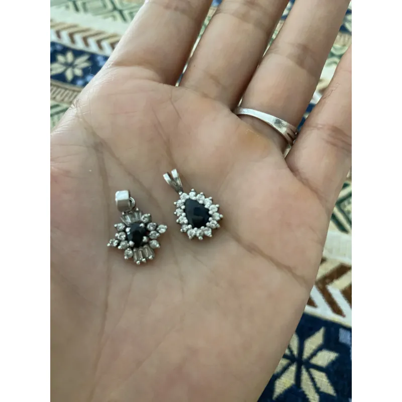 2 mặt saphire xanh đen đẹp bạc 925 1009187