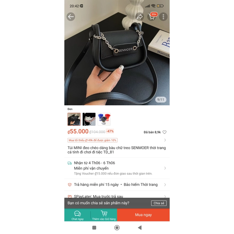 Túi đeo chéo đen 464300
