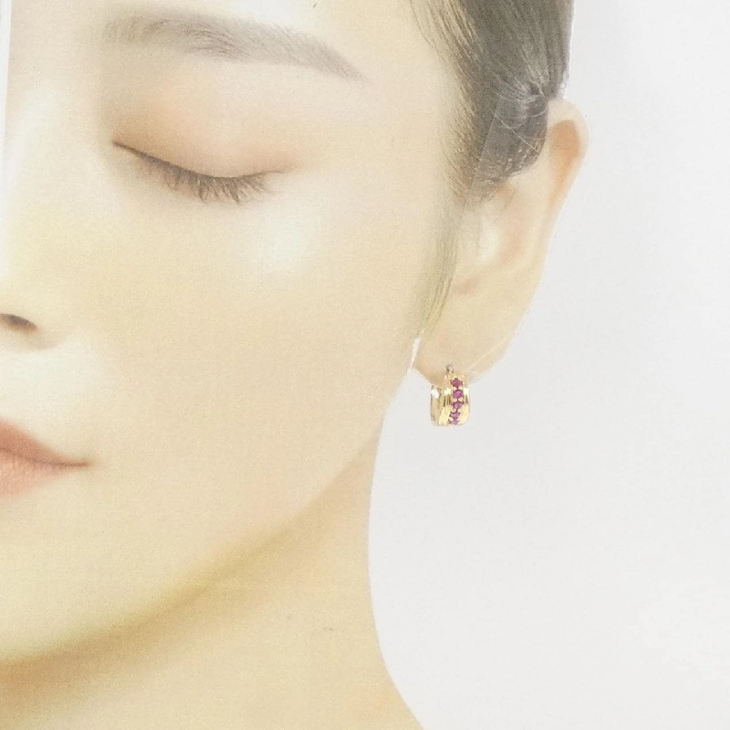 K18YG Bông tai Ruby - Hàng hiệu Chính hãng 871076