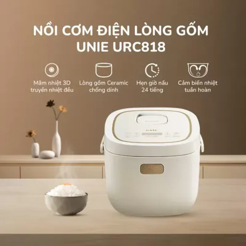 NỒI CƠM ĐIỆN LÒNG GỐM CAO CẤP UNIE URC818 – CHỐNG DÍNH TỰ NHIÊN 709458