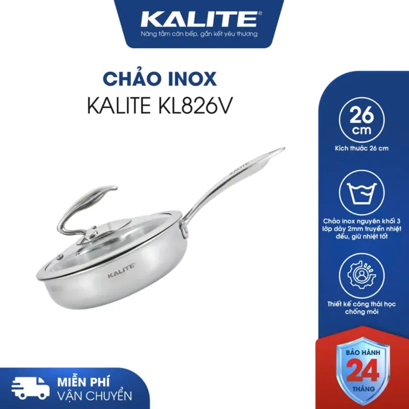Đầu Tư Vĩnh Cửu: Chảo Inox KALITE KL826V – Chống Cong Vênh, Dùng Được Mọi Loại Bếp! 732604