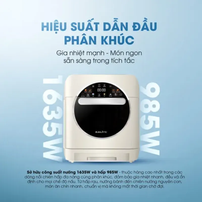 Nồi chiên hơi nước Kalite Vapor 4in1, 8 chế độ nấu tự động 933278