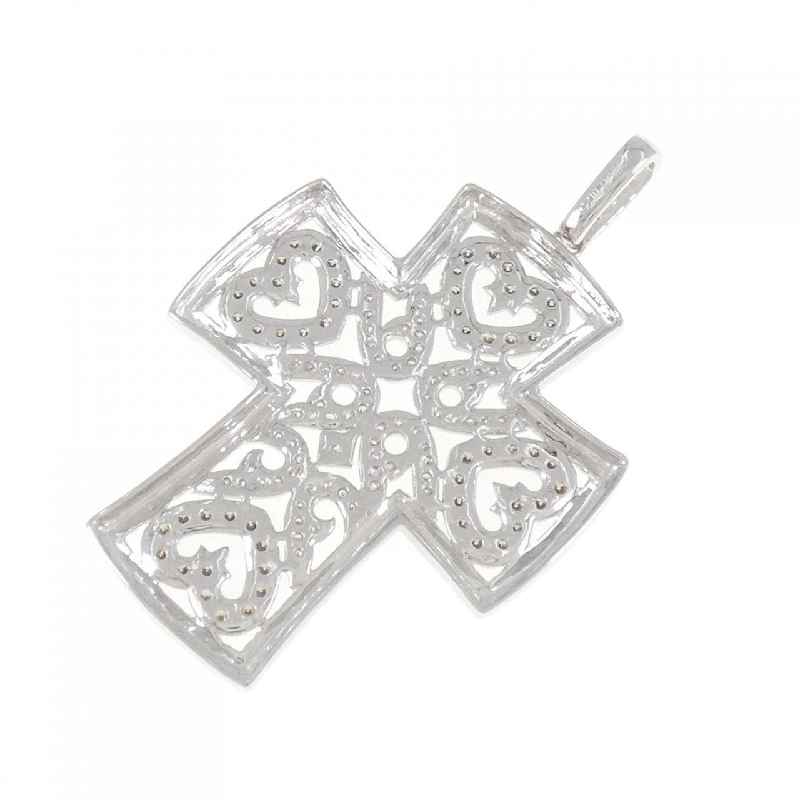 K18WG/K18BG Đính hạt chéo × trái tim Kim cương Mặt dây chuyền 1.25CT - Hàng hiệu Chính hãng 865601