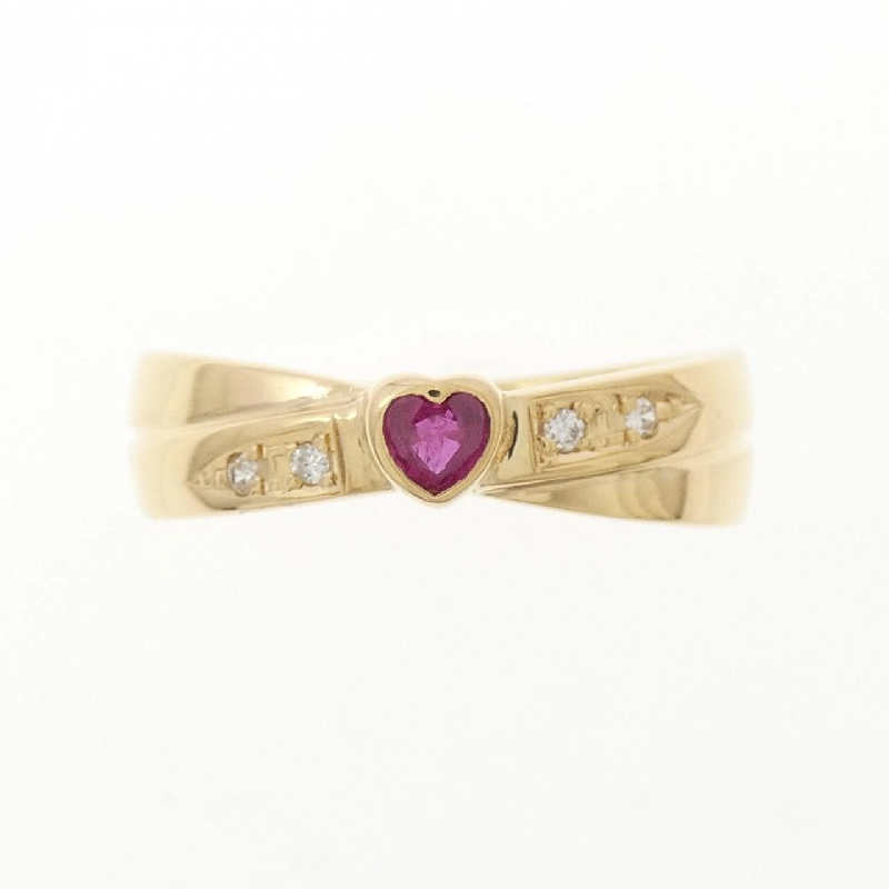 Nhẫn ruby K18YG hình trái tim 666519