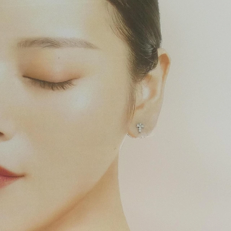 PT900 Bông tai kim cương hình chữ thập - Hàng hiệu Chính hãng 865661