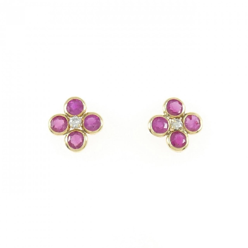 K18YG Bông tai Ruby - Hàng hiệu Chính hãng 876322