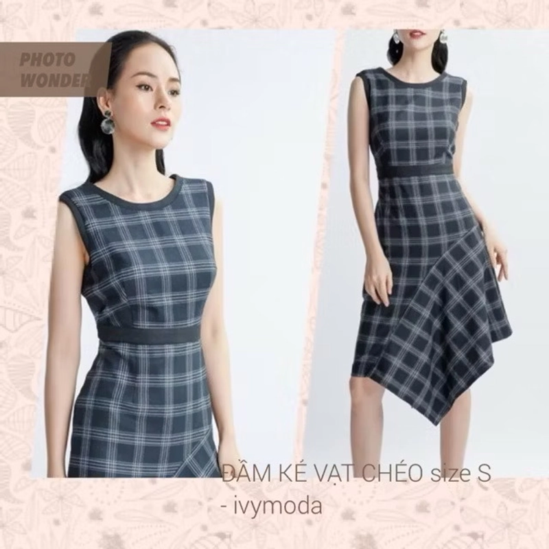 Đầm kẻ vạt chéo ivymoda 454289