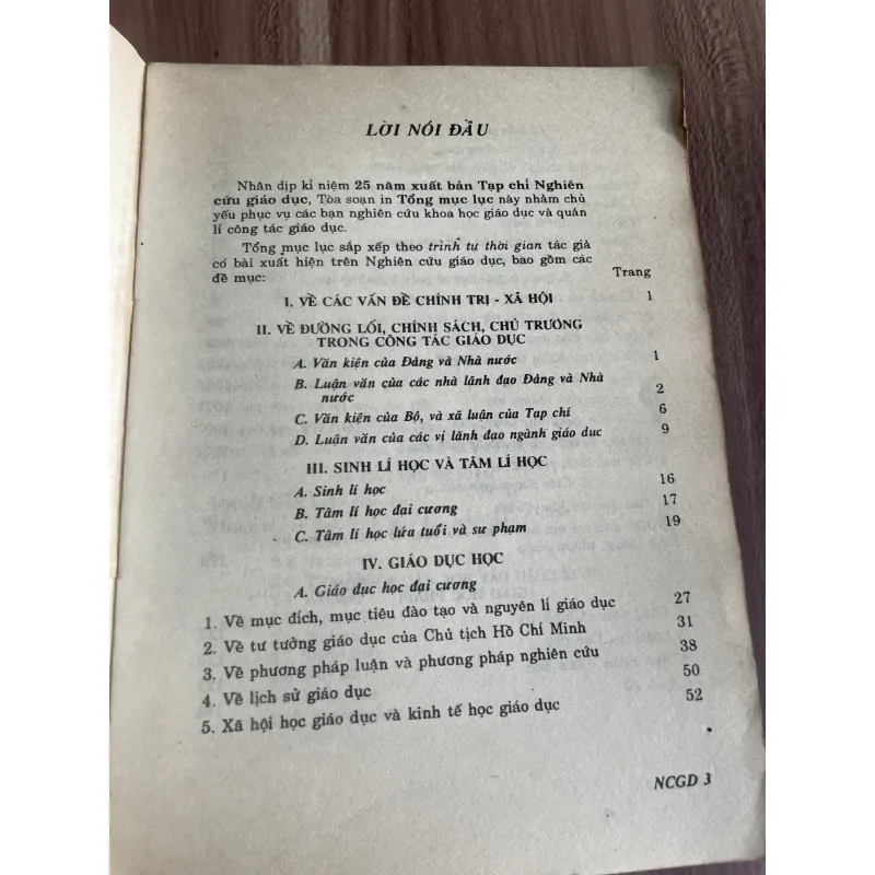 TẠP CHÍ NGHIÊN CỨU GIÁO DỤC - TỔNG MỤC LỤC 1969 - 1993 762297