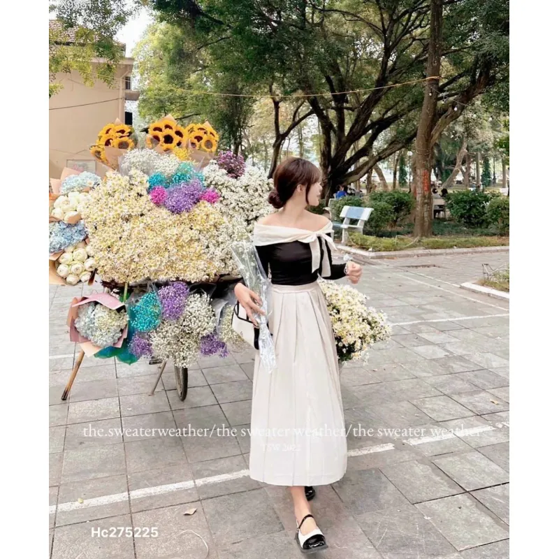 Đầm trễ vai dáng xoè size S, hàng mới, phom nhỏ 968789