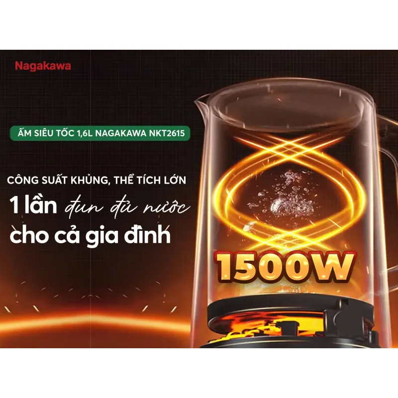 ẤM SIÊU TỐC 1.6L Nagakawa NKT2615 - Mới 100% 1011058