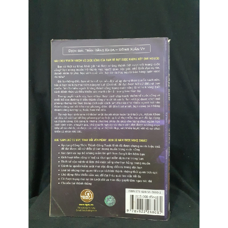 LÀM CHỦ TƯ DUY THAY ĐỔI VẬN MỆNH MỚI 70% 2015 -HCM205 ADAM KHOO SÁCH KỸ NĂNG 364453