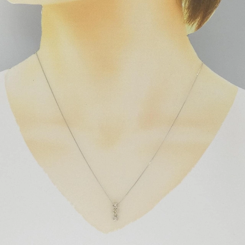 K18WG Dây chuyền kim cương ba viên 0.5CT - Hàng hiệu Authentic 860475