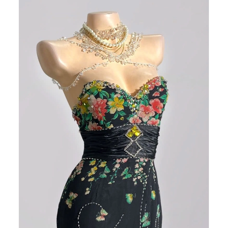 Váy quây đen dáng dài xẻ đùi hãng nhật chuẩn vintage 509522