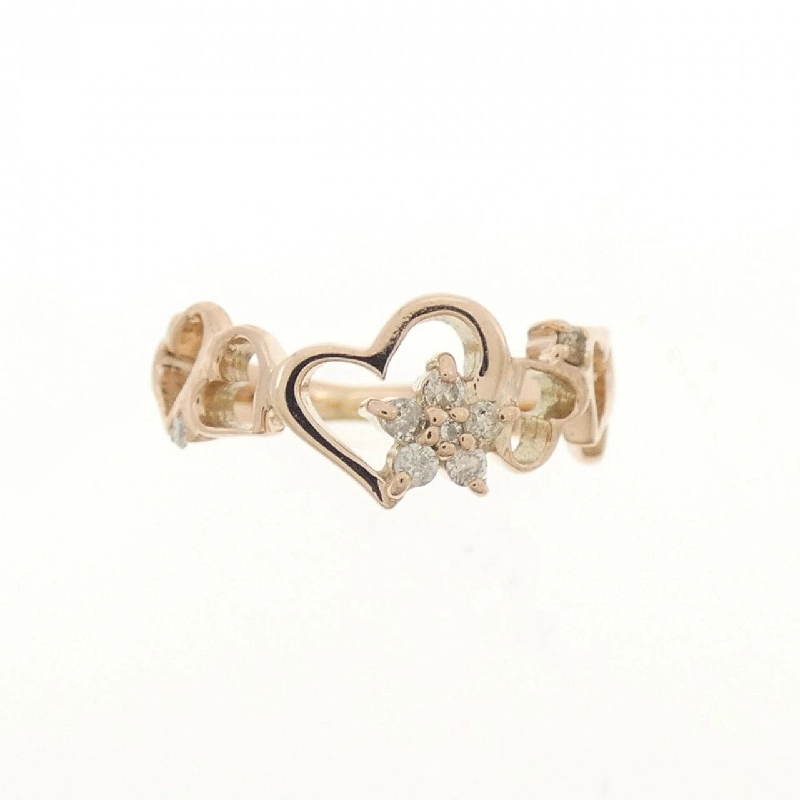 Nhẫn kim cương K10PG hình trái tim × hoa 0.07CT 670128
