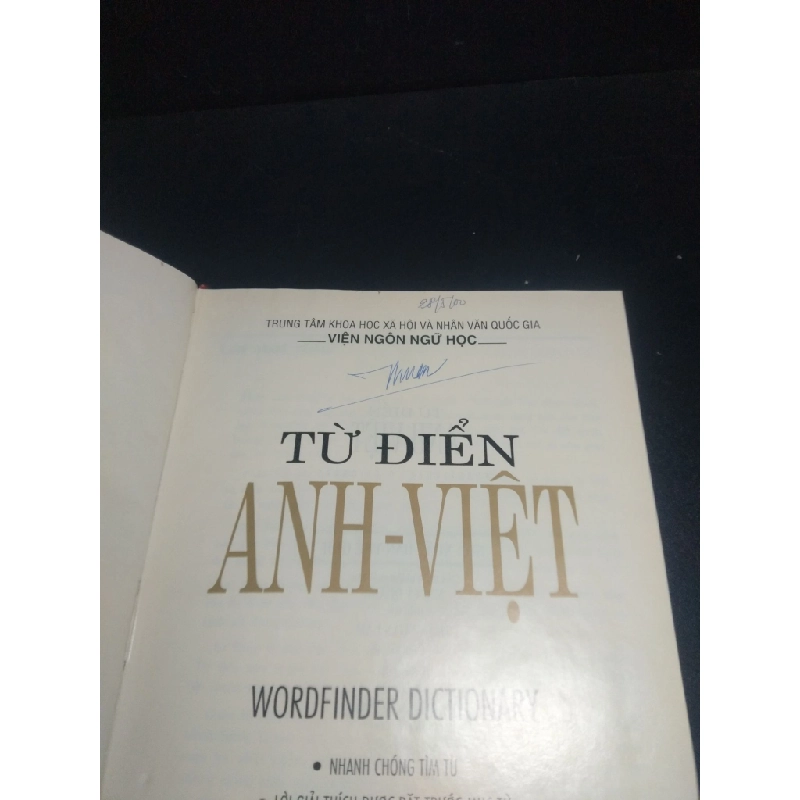 Từ điển Anh Việt (bìa cứng) năm 2000 mới 80% ố bẩn có chữ ký HPB.HCM0612 28161