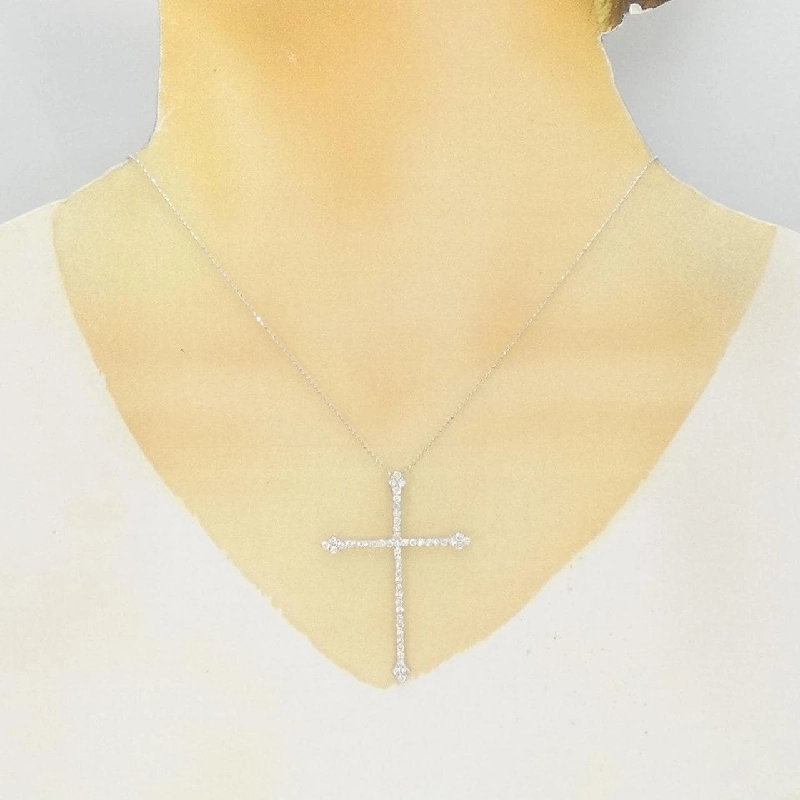 K18WG Dây chuyền kim cương chéo 1.00CT - Hàng hiệu chính hãng 863100