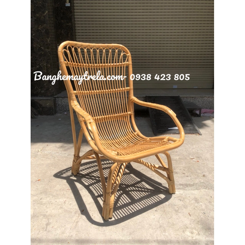 Ghế mây tự nhiên lưng cao kèm tay vịn 479525