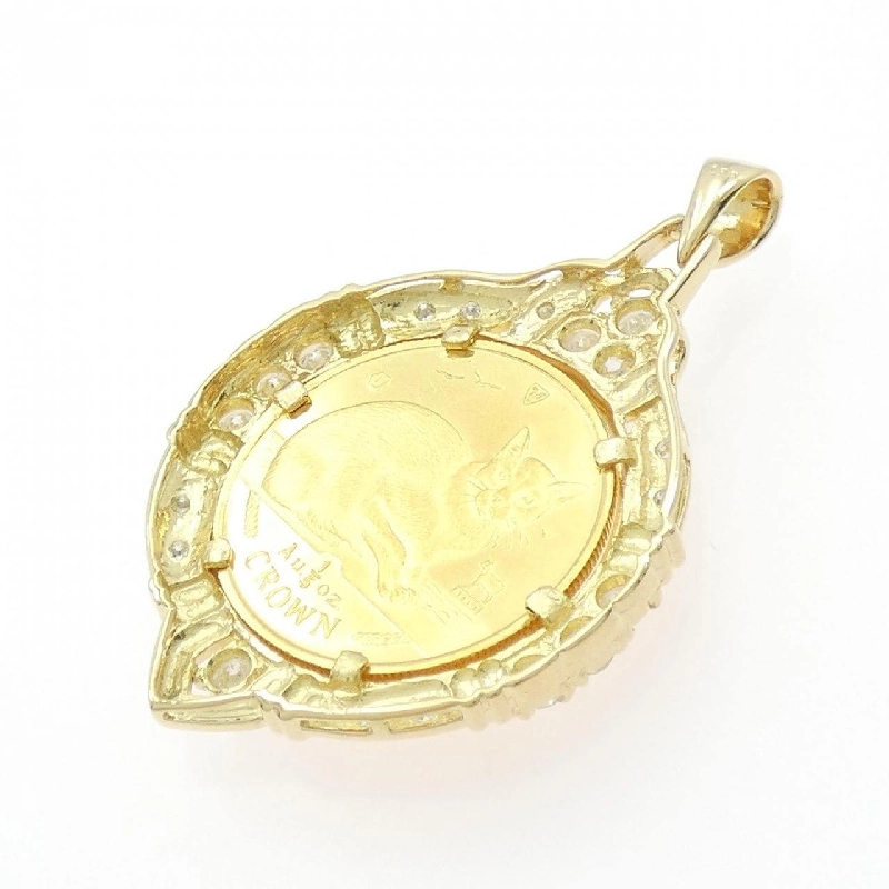 K18YG(khung) Mặt dây chuyền đồng xu kim cương 1.00CT - Hàng hiệu Chính hãng 866113