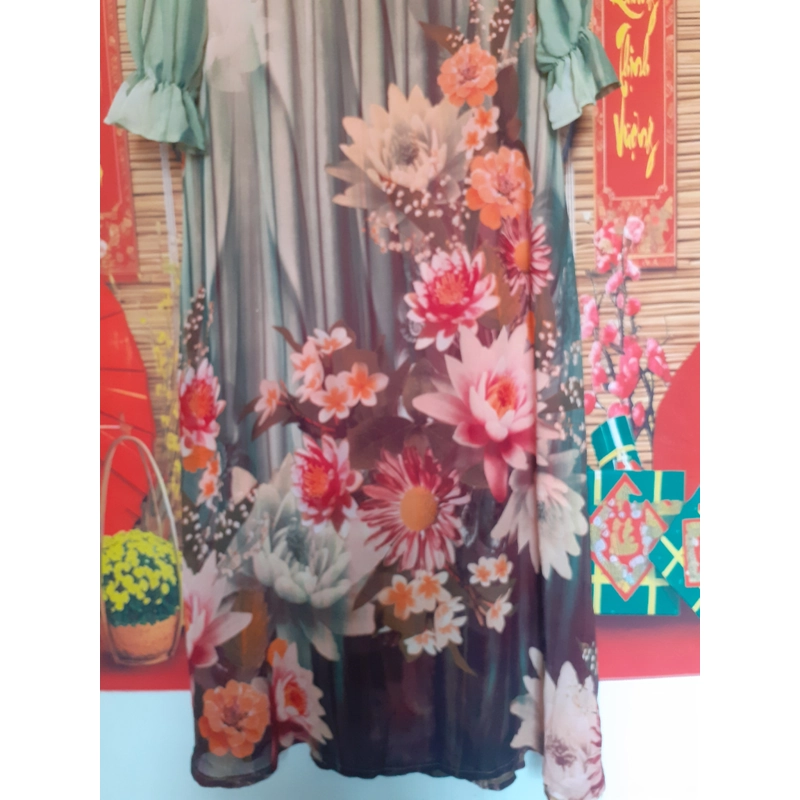 Đầm dài  maxi xanh họa tiết bigsize 381492