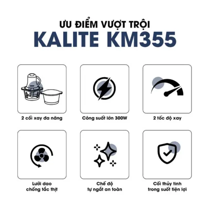 Máy xay thịt KALITE KM355 đa năng dung tích 2L 577550