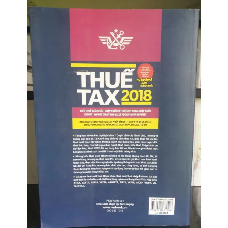 Sách Thuế Tax 2018 - Biểu thuế xuất khẩu, nhập khẩu, thuế GTGT 698094