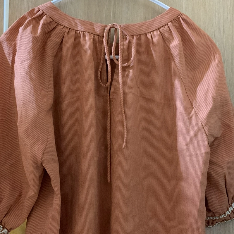 Ao thô kẻ màu cam đất 472747