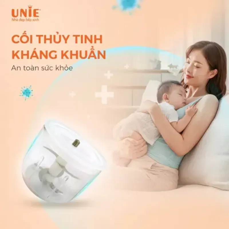 Máy xay mini UNIE UMB02 200W, cối thủy tinh kháng khuẩn + lưỡi dao inox 3 tầng 578118