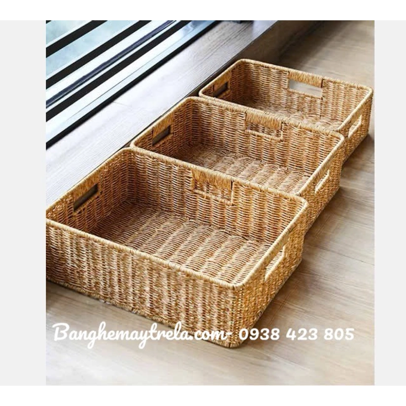 Khay đựng đồ chữ nhật giả mây 443219