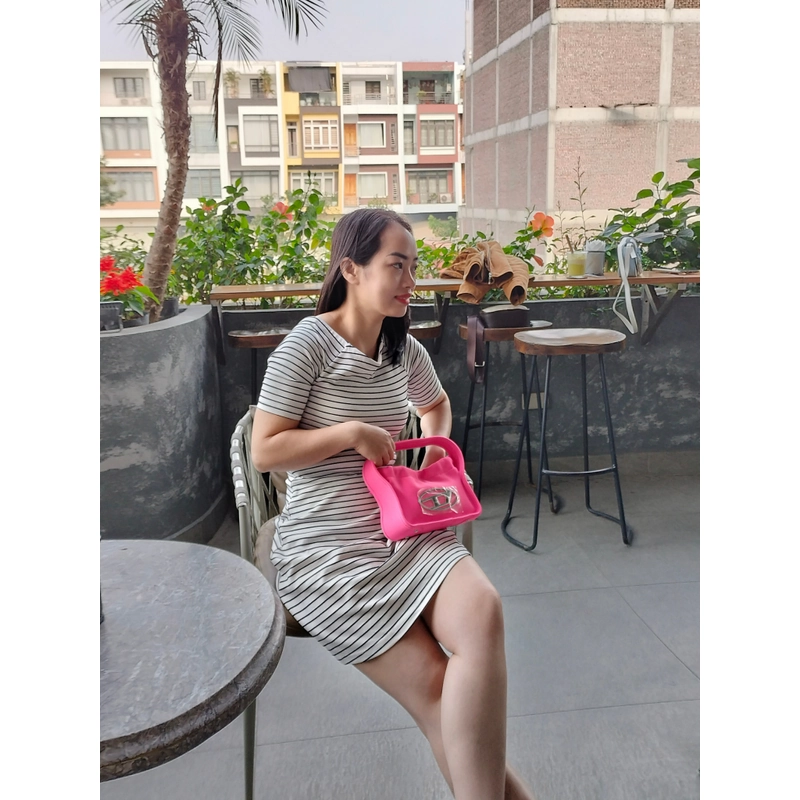 Túi chữ D Denim cho nữ - Thiết kế độc đáo, chất liệu cao cấp - Bag, Len, Đeo Vai, Da  476218