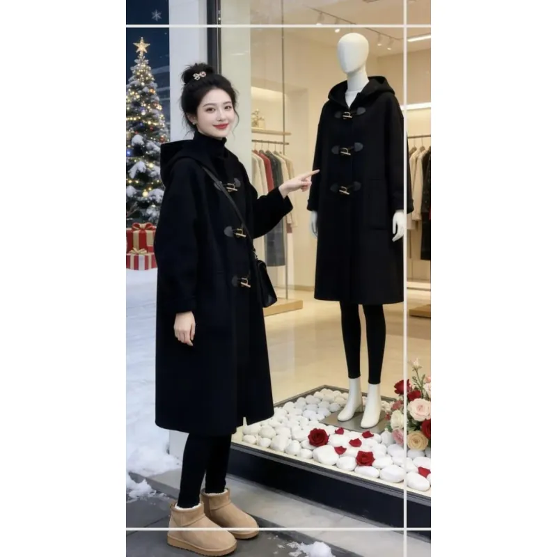 Áo khoác dạ khuy sừng màu đen, lót lụa 926481