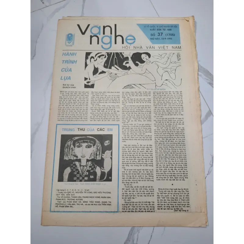 Báo Văn Nghệ Số 37 (12-9-1992) - Quách Vinh, Đào Vũ - Báo chí, Bút ký 960337