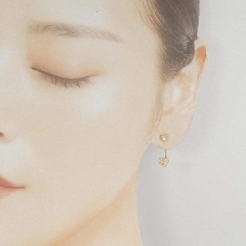 K18YG 2WAY Bông tai hình trái tim kim cương 0.24CT - Hàng hiệu Chính hãng 867117