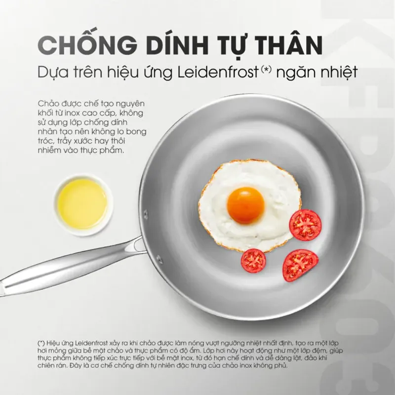 🎯 Chảo inox liền khối KFP2603 – Mặt chảo sáng bóng, dễ vệ sinh, chống bám dính! 714916