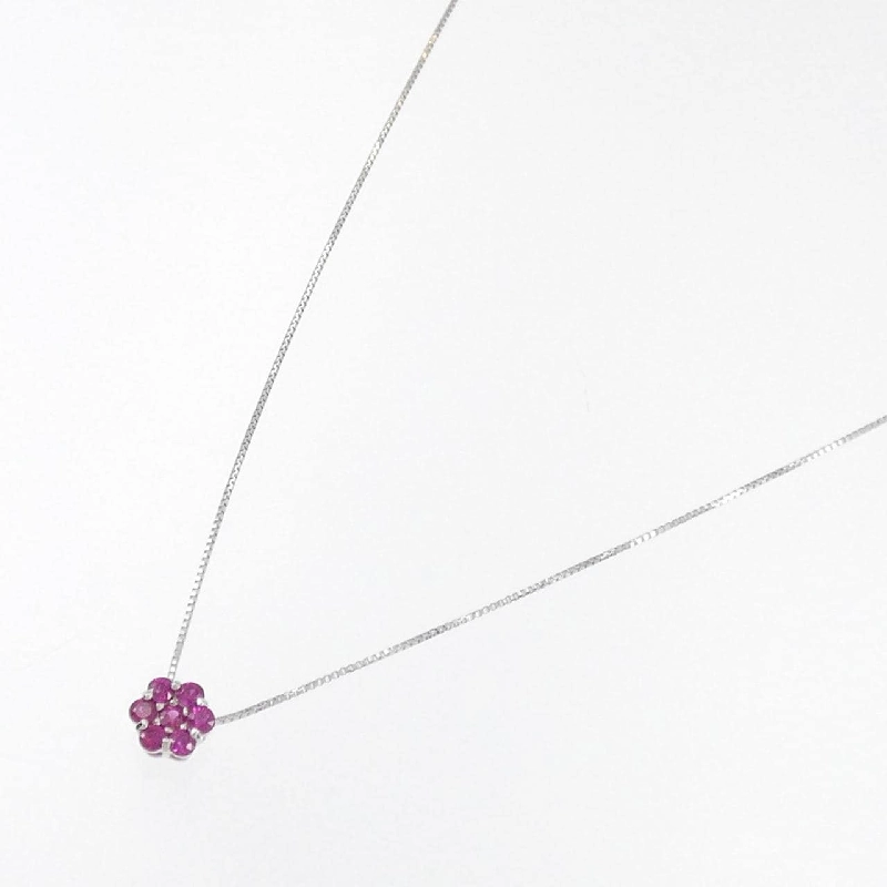 K18WG Hoa Hồng Ruby Dây Chuyền 0.20CT - Hàng hiệu Chính hãng 859259