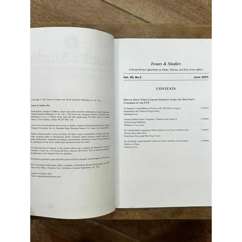 Issues & Studies Vol 59 - Social Science Quarterly on China, Taiwan, East Asian Affairs 734869