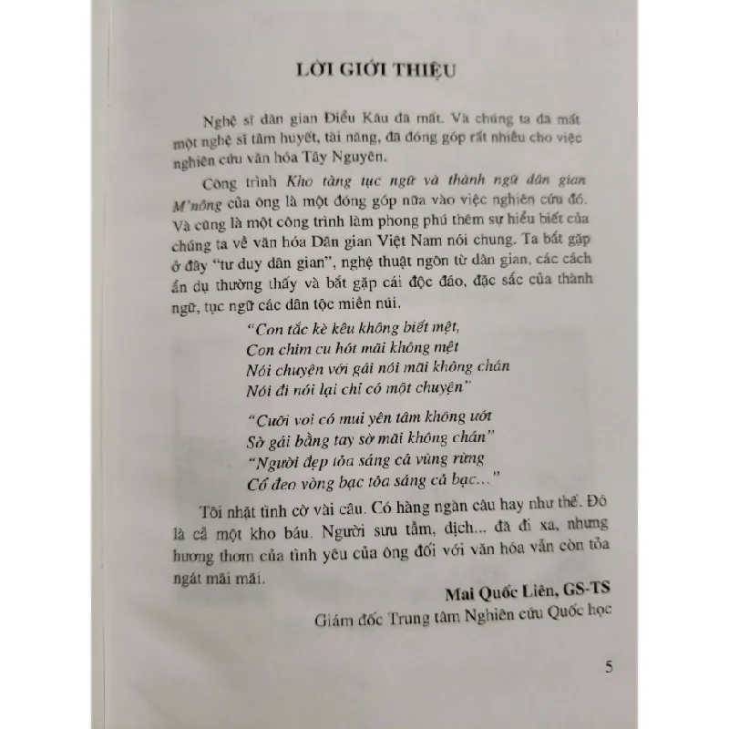 [Sách Cũ SCGR] KHO TÀNG TỤC NGỮ THÀNH NGỮ DÂN GIAN M' NÔNG - ĐIỂU  KÂU - 2010 - 294 trang - Bìa cứng ANTQ2308 VĂN HỌC 681420