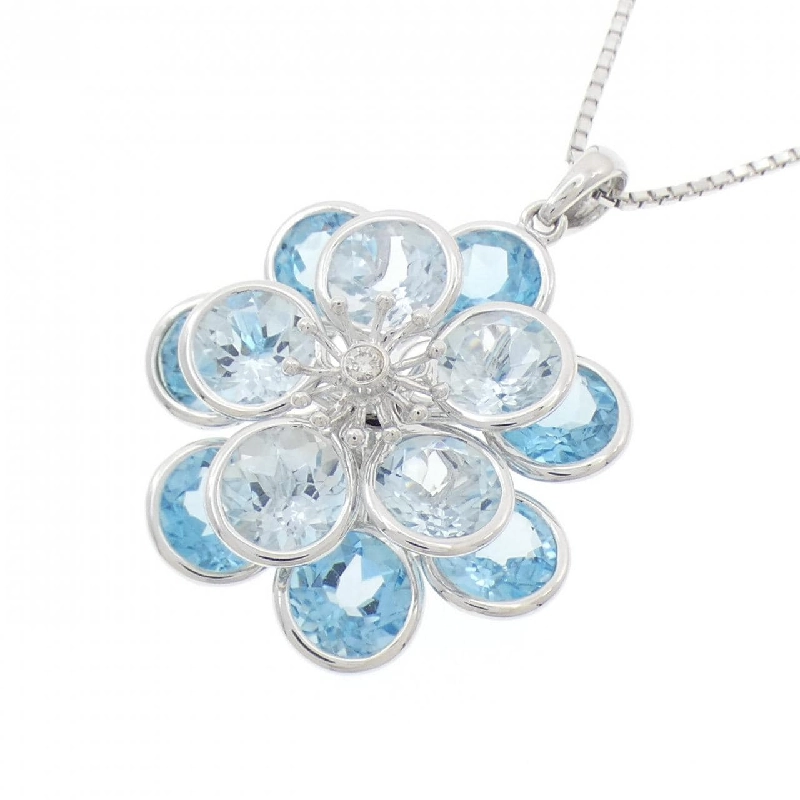 K18WG Hoa Blue Topaz Dây Chuyền 12.50CT - Hàng hiệu Chính hãng 858335