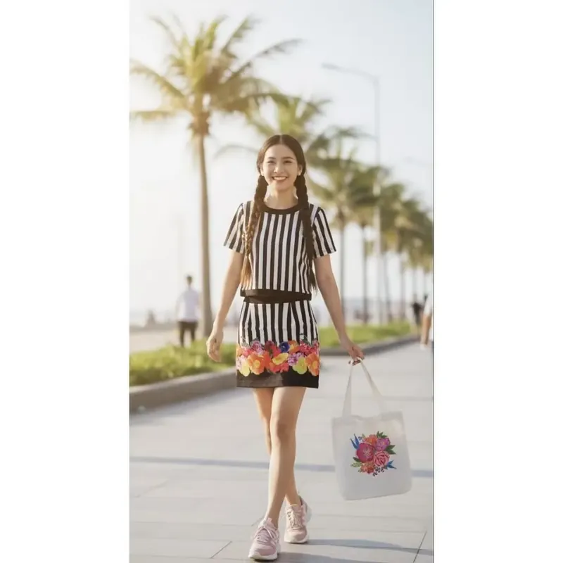 Set áo crop top và chân váy 709149