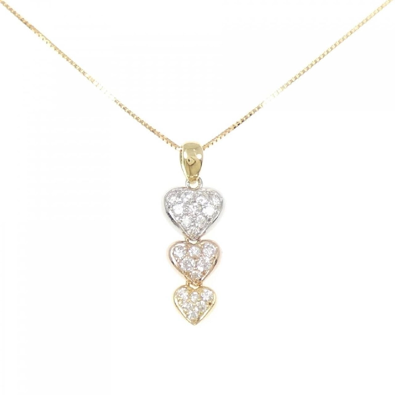 K18YG/PT900/K18PG Dây chuyền kim cương hình trái tim 0.47CT - Hàng hiệu Authentic 859293