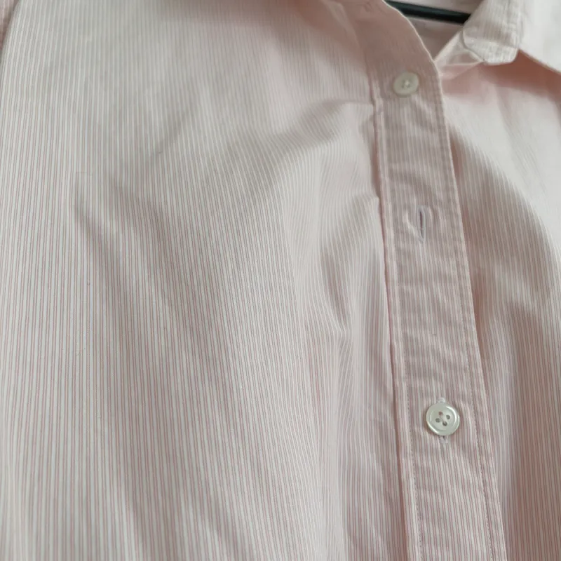 Áo sơ mi Muji mài hồng pastel, sz S form rộng 564566