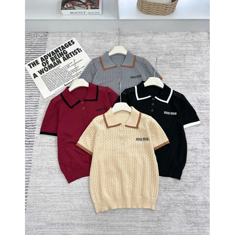 Áo Len nữ QC hàng new in chữ miu miu màu đen phối cổ trắng 40-62kg 546710