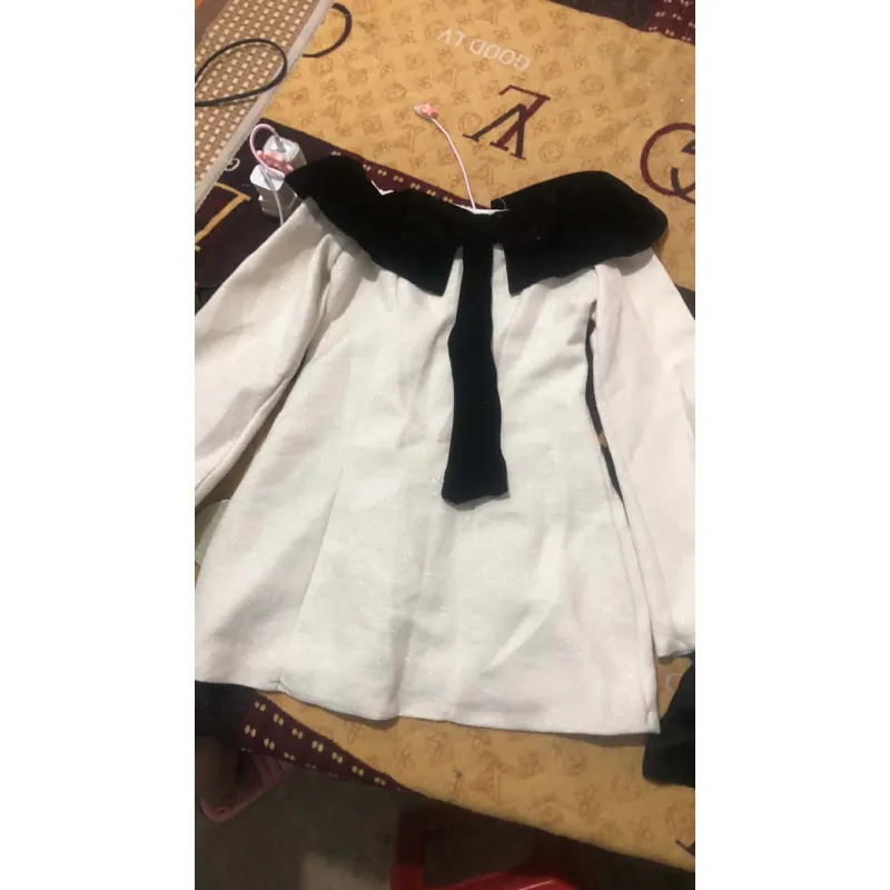 váy trắng cổ nơ đen tay dài dáng xoè phong cách hàn quốc  972461