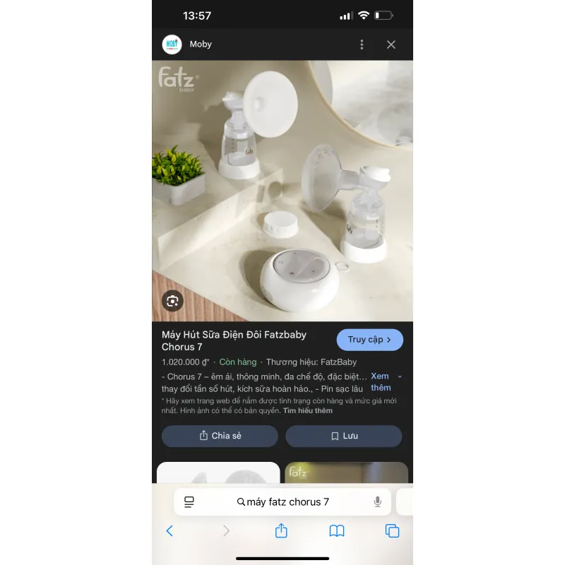 Máy hút sữa điện đôi Fatzbaby Chorus 7 chính hãng 727132