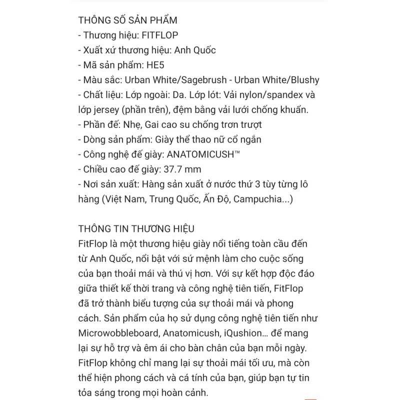 Giày Thể Thao Cổ Ngắn Nữ FitFlop RALLY - Urban White/Blushy - new 100% 734481